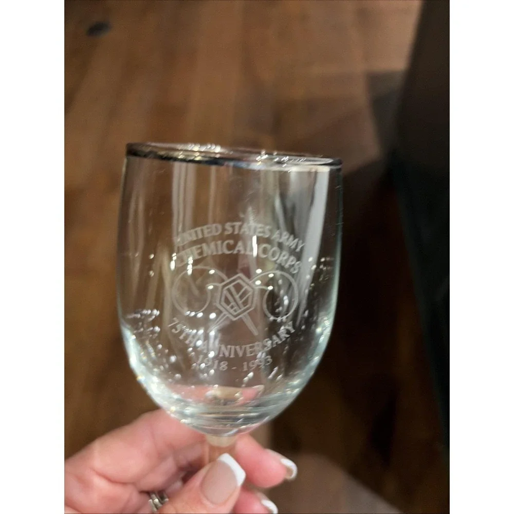 commemorative wine glass 75th Anniversary United States Army Chemical‎ corps '93